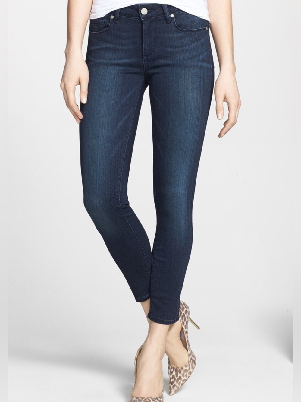 Paige Verdugo Ankle Crop Skinny Dark Blue Wash size 27
